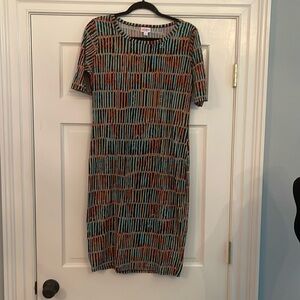 Lularoe new size large dress orange turquoise black